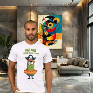 Funny Pirate Cactus Snack Time Team Customizable T-Shirt