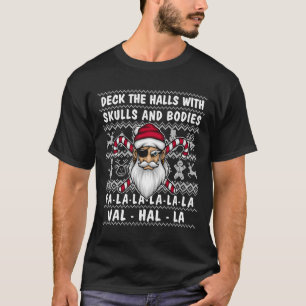 Funny Pirate Christmas Deck The Halls With Skulls T-Shirt