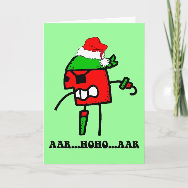 Funny pirate Christmas Holiday Card (Front)