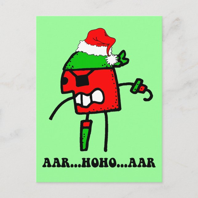 Funny pirate Christmas Holiday Postcard (Front)