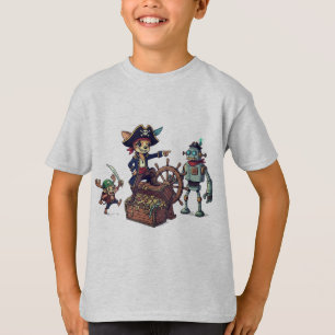 Funny Pirate Crew T-Shirt – Robot, Monkey