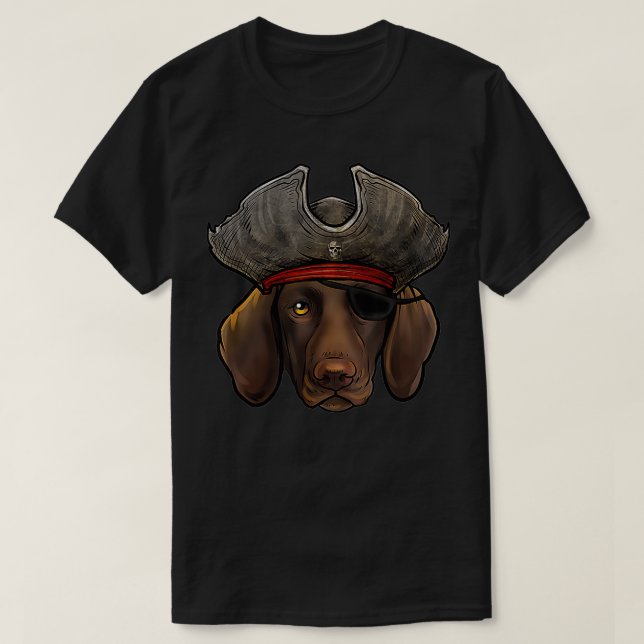 Funny Pirate German Shorthaired Pointer Dog  T-Shirt (Design Front)