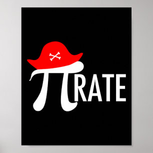 Funny Pirate Math Pun - Pi Day Symbol Humour Tee  Poster