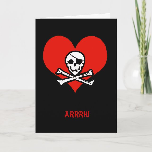Funny Pirate Me Heartie Valentine Card (Front)