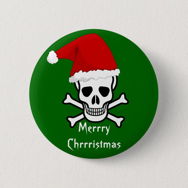 Funny Pirate Merry Christmas Greeting Arrrgh Matey 6 Cm Round Badge (Front)