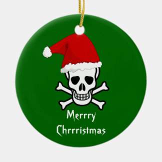 Funny Pirate Merry Christmas Greeting Arrrgh Matey Ceramic Tree Decoration