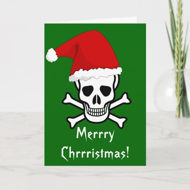 Funny Pirate Merry Christmas Greeting Arrrgh Matey Holiday Card (Front)