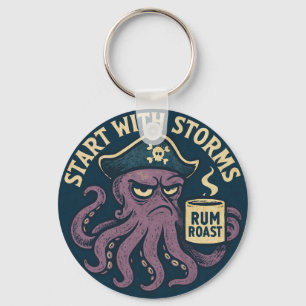 Funny Pirate Octopus Rum Roast Key Ring