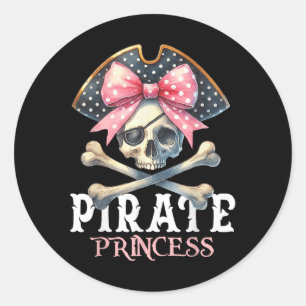 Funny Pirate Princess Coquette Bow Halloween Costu Classic Round Sticker