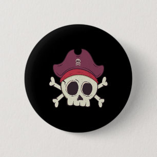 Funny Pirate Skull Cartoon Halloween  6 Cm Round Badge