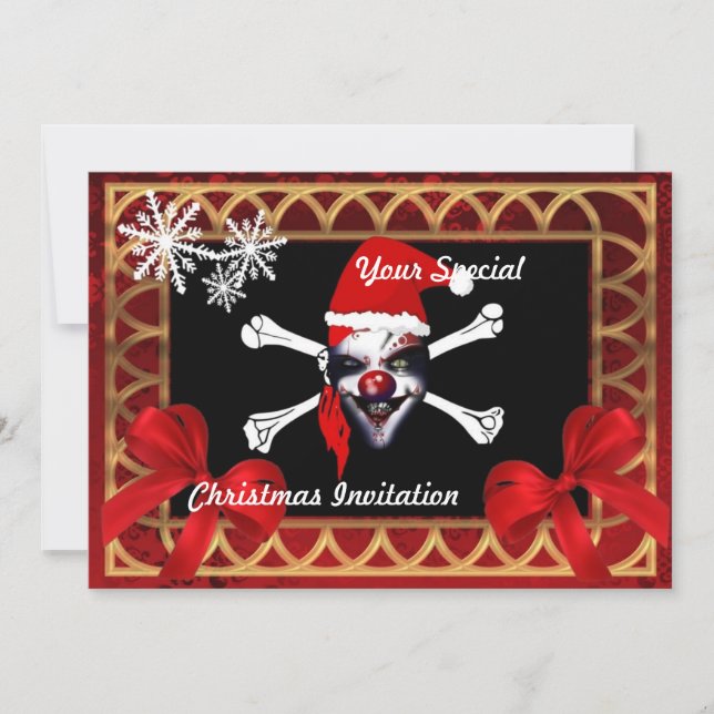 Funny pirate skull,  Christmas Invitation (Front)