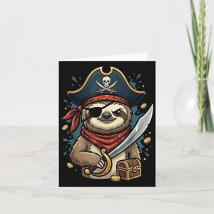Funny Pirate Sloth Halloween Costume Men Women Card