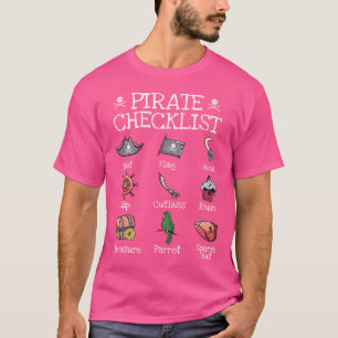 Funny Pirates Pirate Checklist Cutlass Skull Capta T-Shirt