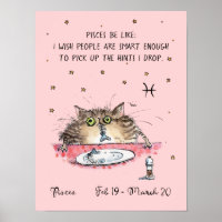 Funny Pisces poster Zodiac Cat Star sign poster