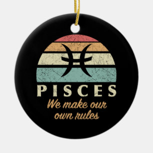 Funny Pisces Zodiac Rules Ceramic Tree Decoration
