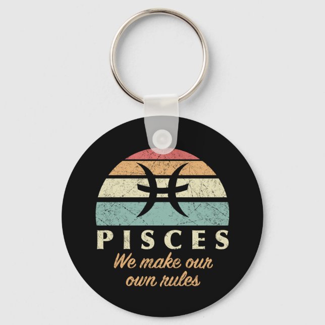 Funny Pisces Zodiac Rules Key Ring (Front)