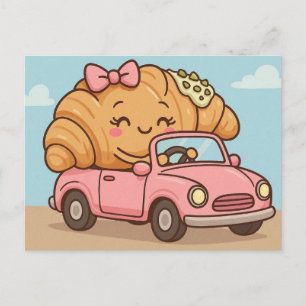 Funny pistachio croissant postcard