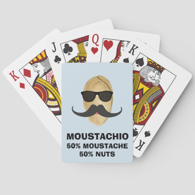 Funny Pistachio Moustache Gag Playing Cards (Back)