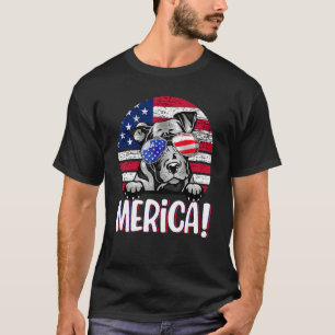 Funny Pit Bull 4th Of July American Flag Dog Men T-Shirt