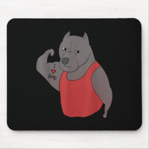 Funny Pit Bull Dog I Love Dad Tattoo Lover Mouse Mat