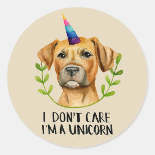 Funny Pit Bull Dog Unicorn Classic Round Sticker