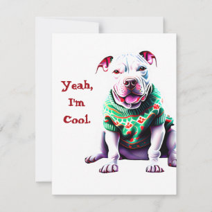 Funny Pit Bull in Christmas Sweater Holiday Card