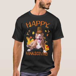 Funny Pit Bull Turkey Funny Thanksgiving Dogs T-Shirt