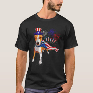 Funny Pit Bull Wearing American Flag Fireworks 4t T-Shirt