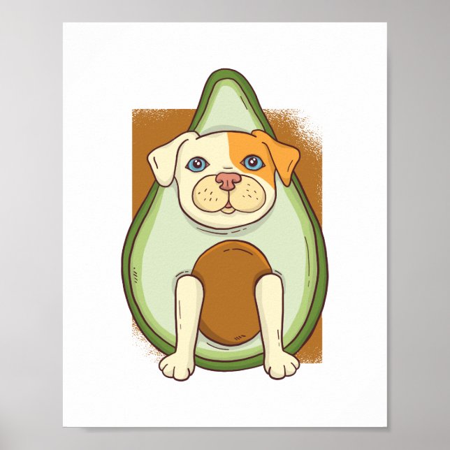 Funny PITBULL AVOCADO Cartoon Kids Teens Adults Poster (Front)