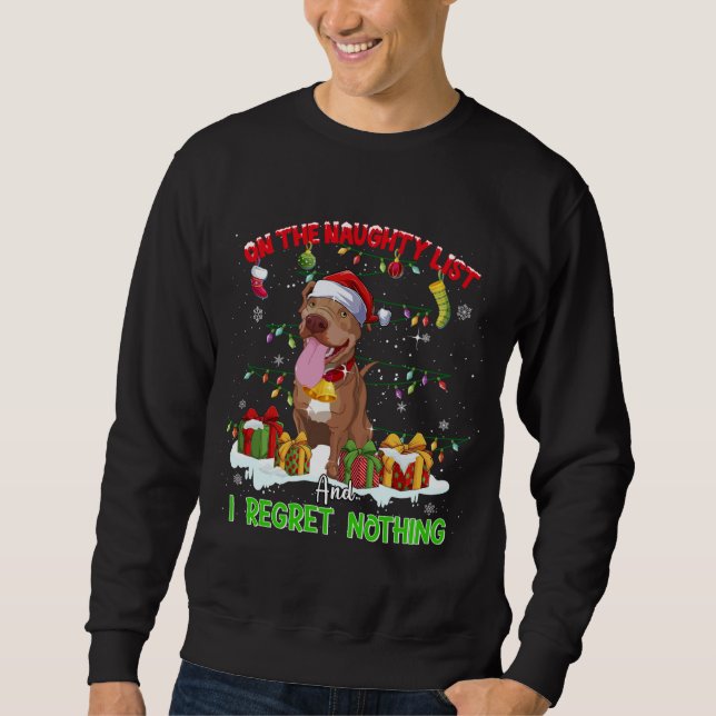 Funny Pitbull Christmas Ugly Sweater Dog Xmas Outf (Front)