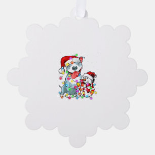 Funny Pitbull Dog Christmas Tee Snowman Xmas Light Tree Decoration Card