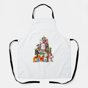Funny Pitbull Dog Christmas Tree Lights Puppy Dog Apron