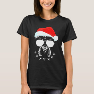Funny Pitbull Dog Face Sunglasses With Hat Beard C T-Shirt