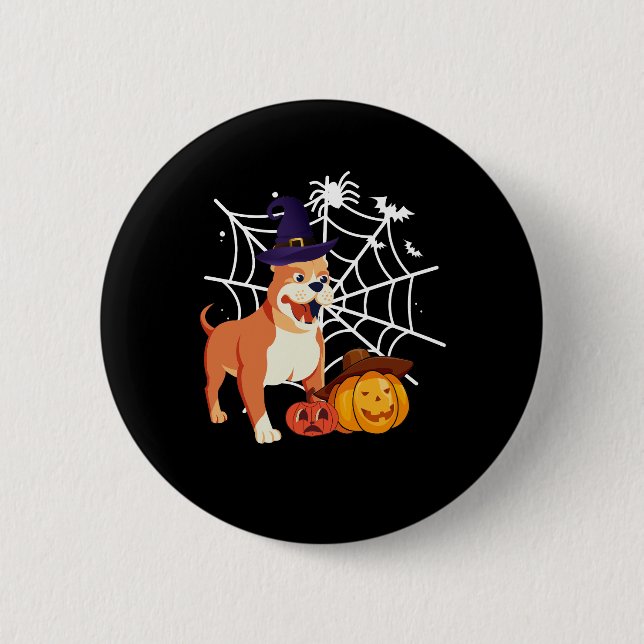 Funny Pitbull Dog Halloween Costume 6 Cm Round Badge (Front)