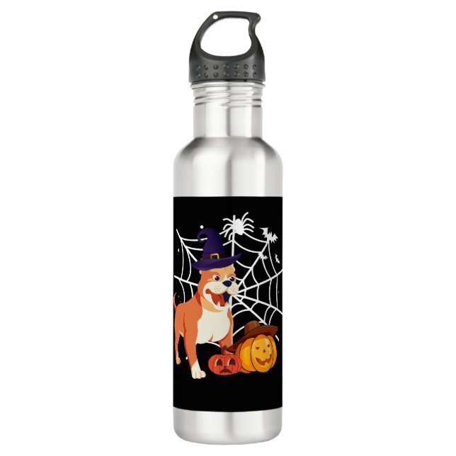 Funny Pitbull Dog Halloween Costume 710 Ml Water Bottle (Front)