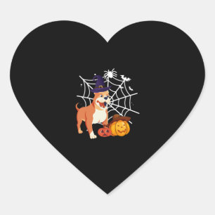 Funny Pitbull Dog Halloween Costume Heart Sticker