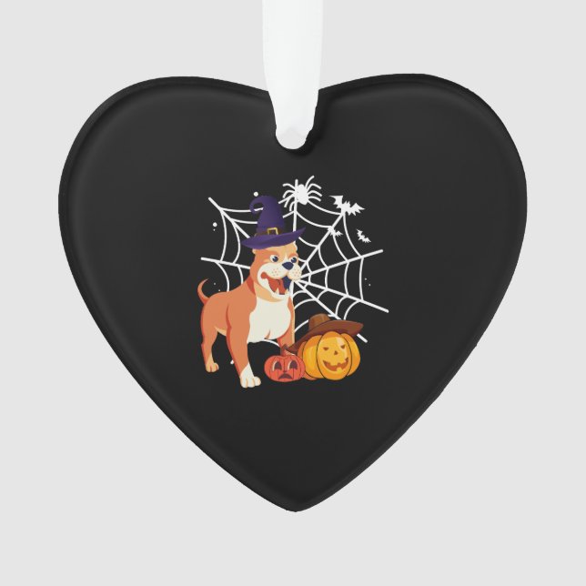 Funny Pitbull Dog Halloween Costume Ornament (Front)