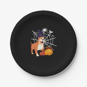Funny Pitbull Dog Halloween Costume Paper Plate