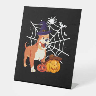 Funny Pitbull Dog Halloween Costume Pedestal Sign