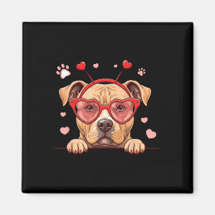Funny Pitbull Dog Heart Headnd Valentine Womens Me Magnet