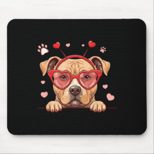 Funny Pitbull Dog Heart Headnd Valentine Womens Me Mouse Mat