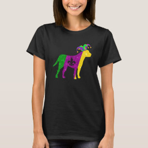 Funny Pitbull Dog Mardi Gras Party Mask Beads Dog T-Shirt
