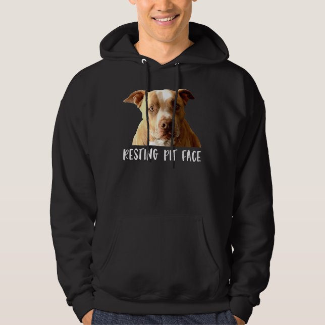 Funny Pitbull Dog Resting Pit Face Hoodie (Front)