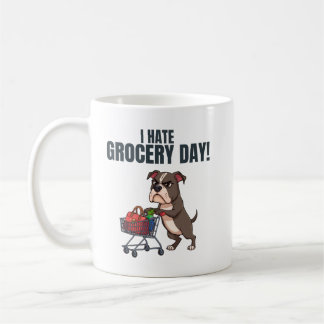 Funny Pitbull Grocery Shopping Cartoon  Coffee Mug
