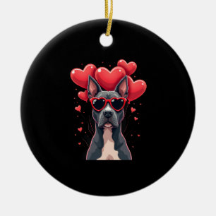 Funny Pitbull Heart Valentines Day Dog Dad Mom Gif Ceramic Tree Decoration
