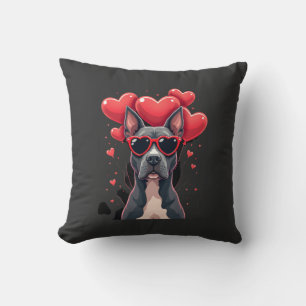 Funny Pitbull Heart Valentines Day Dog Dad Mom Gif Cushion
