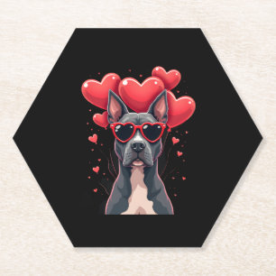 Funny Pitbull Heart Valentines Day Dog Dad Mom Gif Paper Coaster
