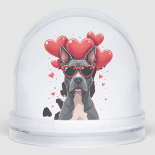 Funny Pitbull Heart Valentines Day Dog Dad Mom Gif Snowglobe