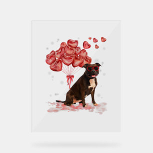 Funny Pitbull Heart Valentines Day Dog Dad Mum Gif Acrylic Sign