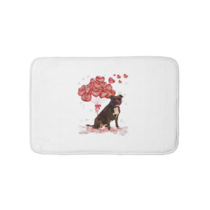 Funny Pitbull Heart Valentines Day Dog Dad Mum Gif Bath Mat